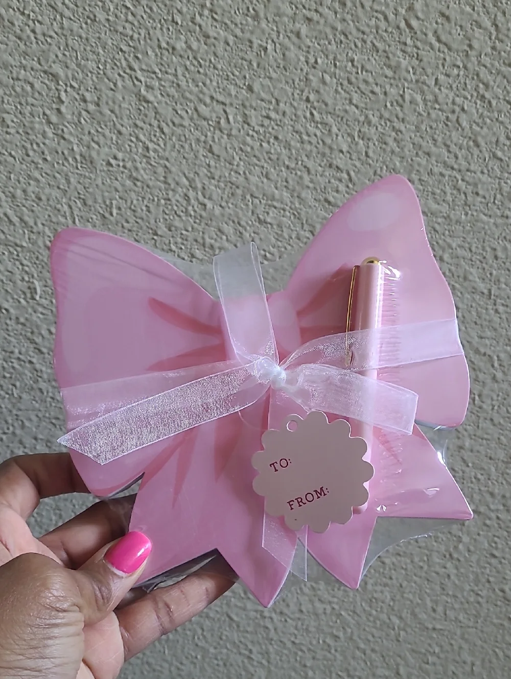 Pink Bow Notepad Gift Set with Ribbon & Pen